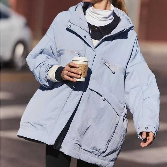 FP Movement by Free People Jackets & Blazers - FP Movement by Free People Light Blue Hooded Puffer Jacket